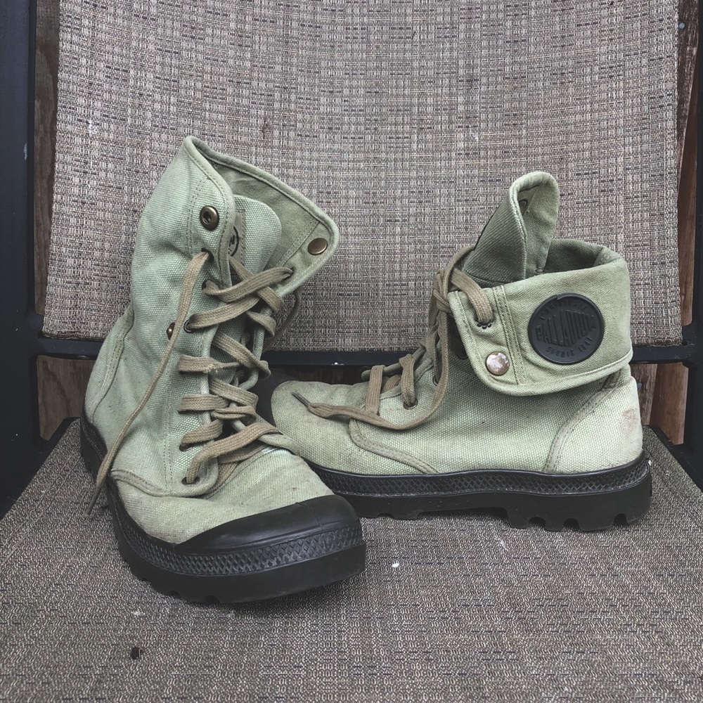 Palladium boots- light green canvas. Convertible.